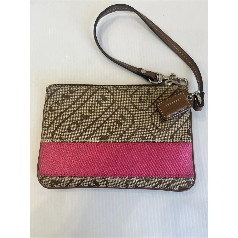 Coach Small Wristlet Wallet Brown and Tan 